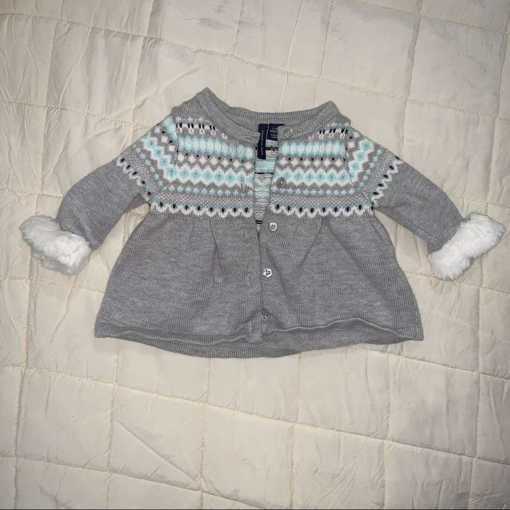 Like New Janie and Jack fur cuff sweater. 3-6 months